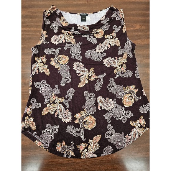 Taylor Tops - Ann Taylor Women's M Paisley Sleeveless Top Plum Gold Lined Blouse Shell